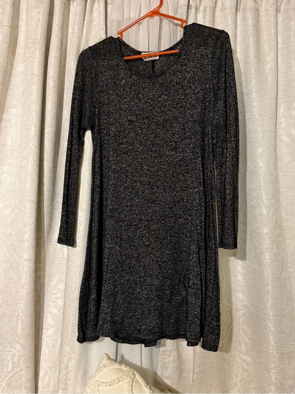 Long Sleeve Black Knit A-Line Dress